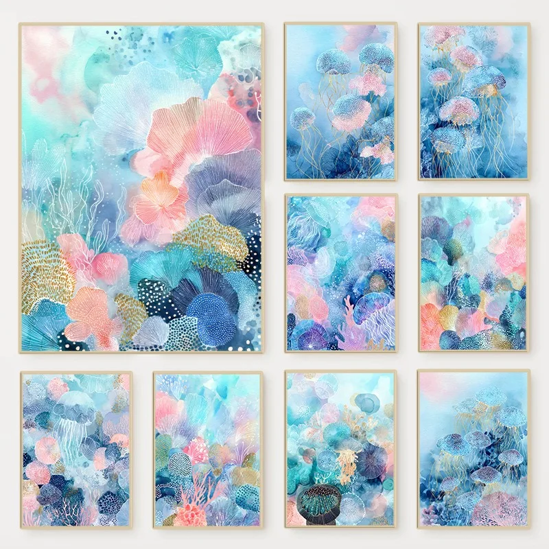 Abstract Watercolor Ocean Cora - Marine Coral recension och pris